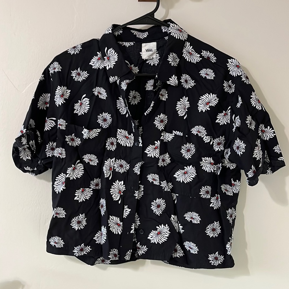 Vans Black and White Floral Crop Top